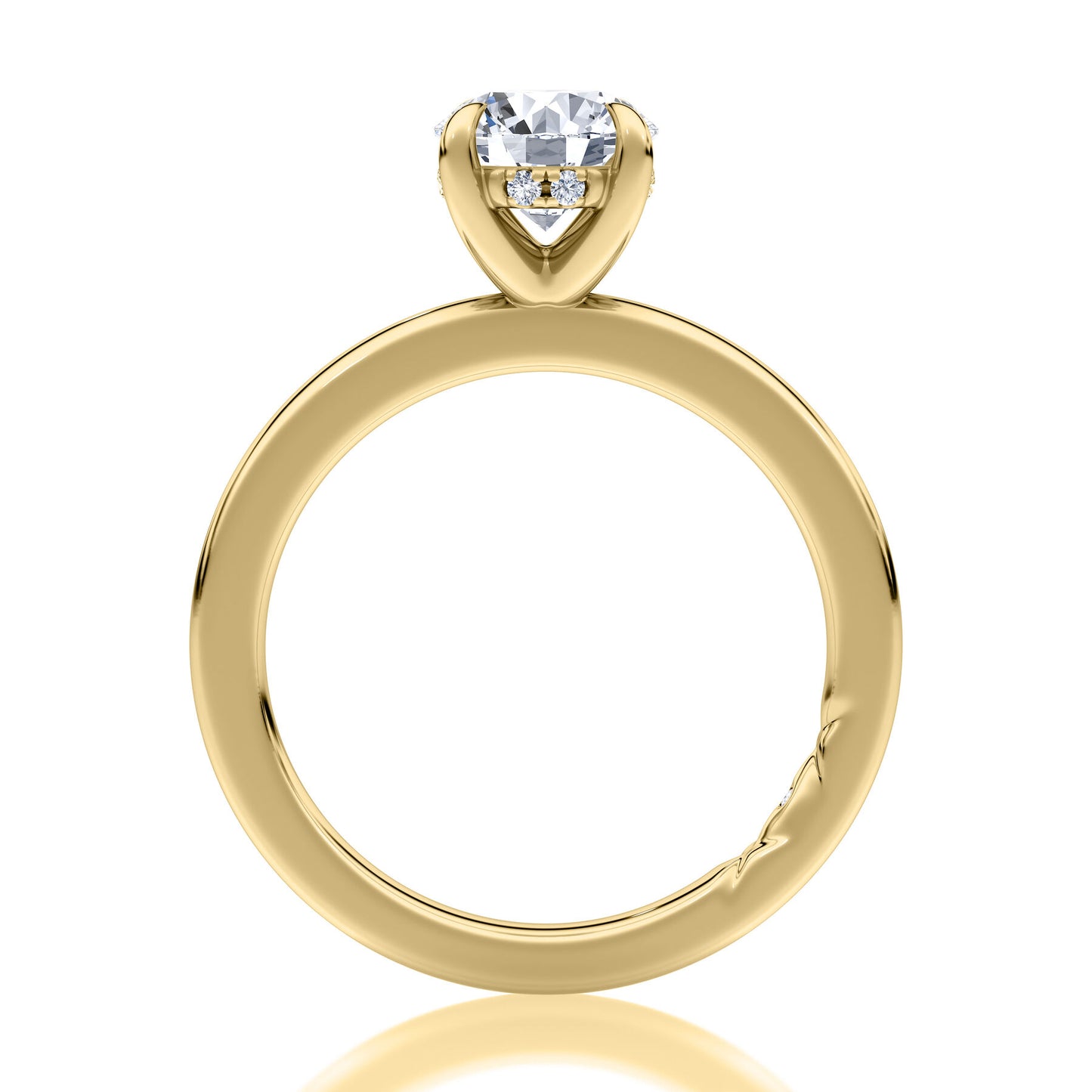 Peg Head Hidden Halo Engagement Ring