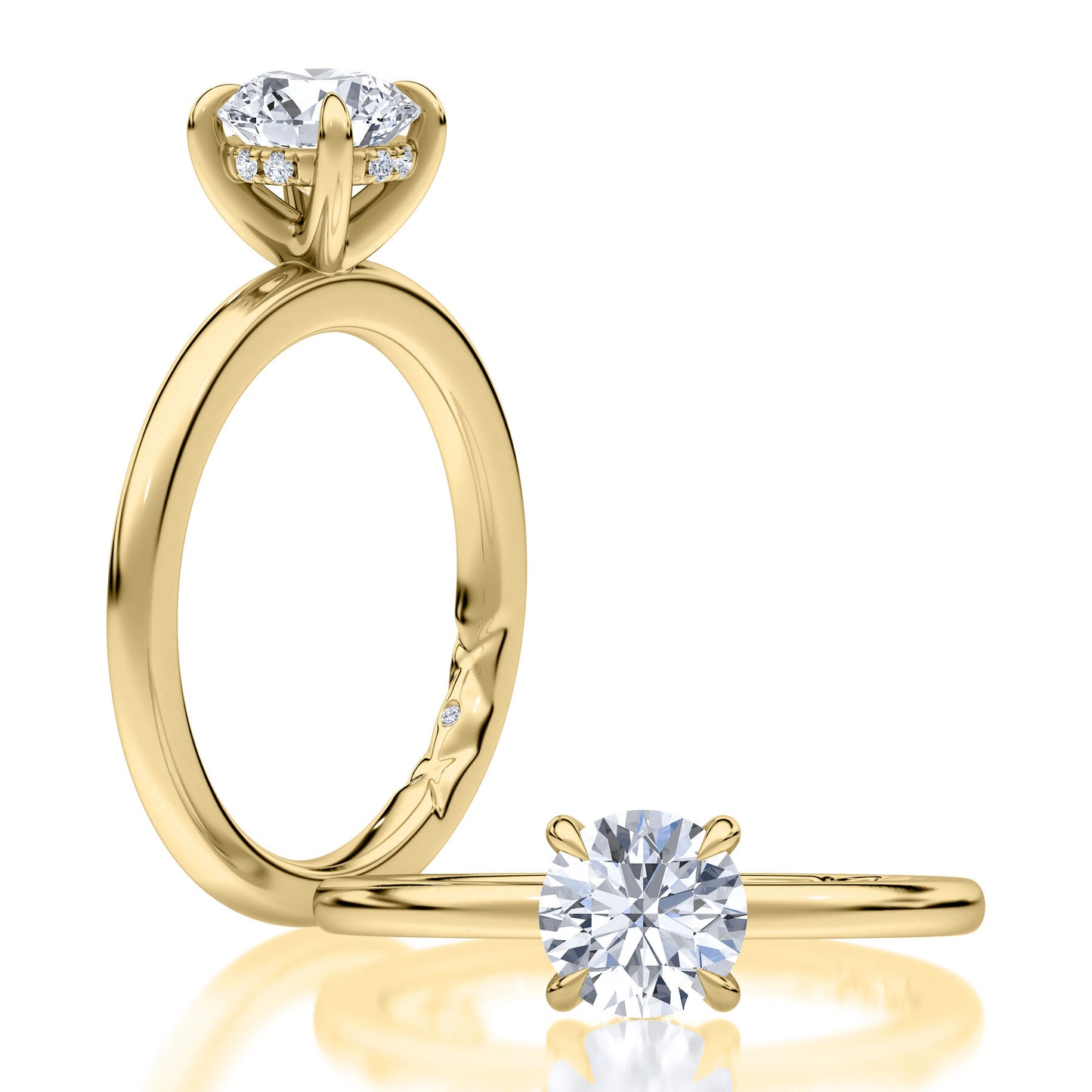Peg Head Hidden Halo Engagement Ring