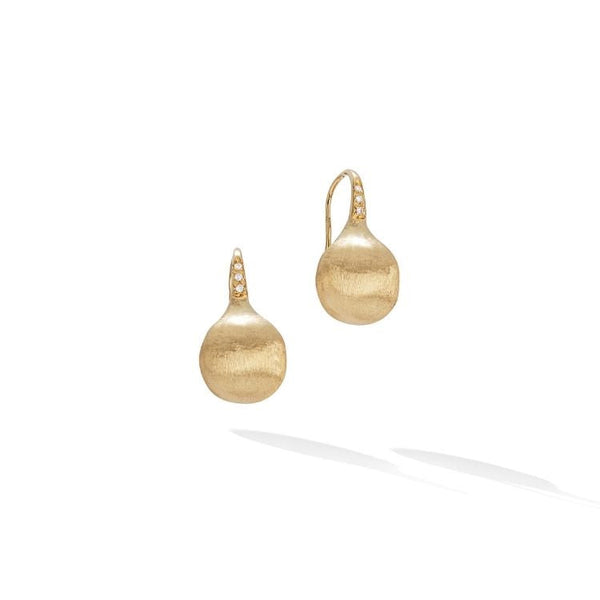 Africa Boule 18K Yellow Gold and Diamond Medium French Wire Earrings