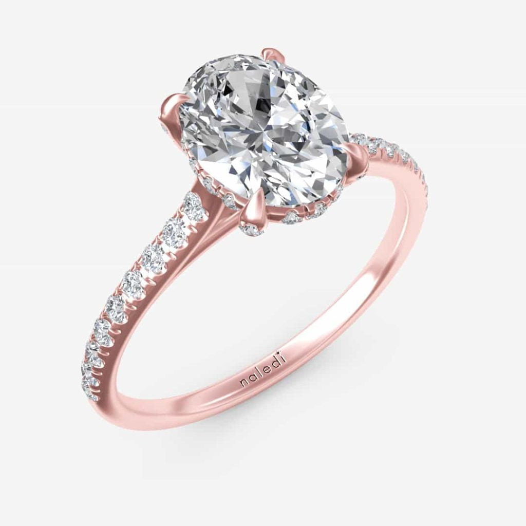 Hidden Halo Engagement Ring with Diamond Sides