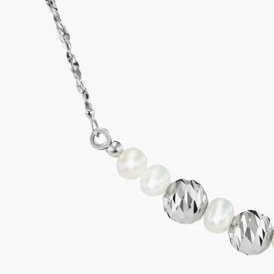 Platinum Born Pearl Crescent Necklace