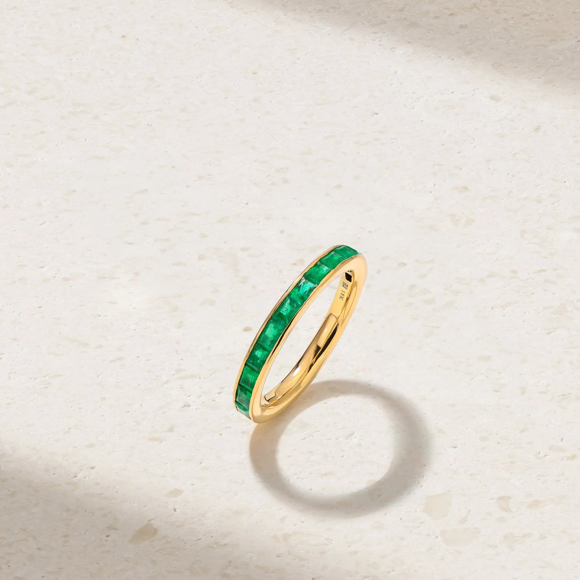 Mark Henry Baguette-Cut Emerald (.72ctw) Thread (Channel-Set) Ring in 18ct yellow gold, size 7 at Schwanke-Kasten Jewelers in Milwaukee, WI. RM5335-E