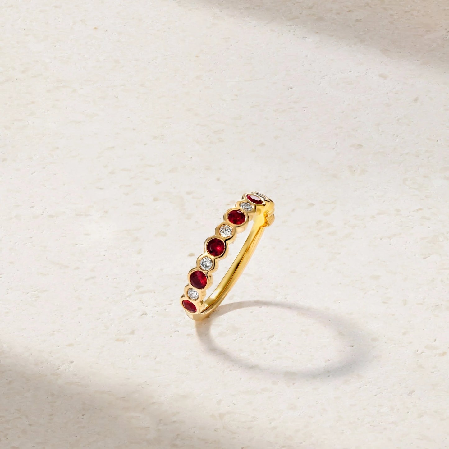 18ct Yellow Gold Bubbly Ruby and Diamond Ring by Mark Henry