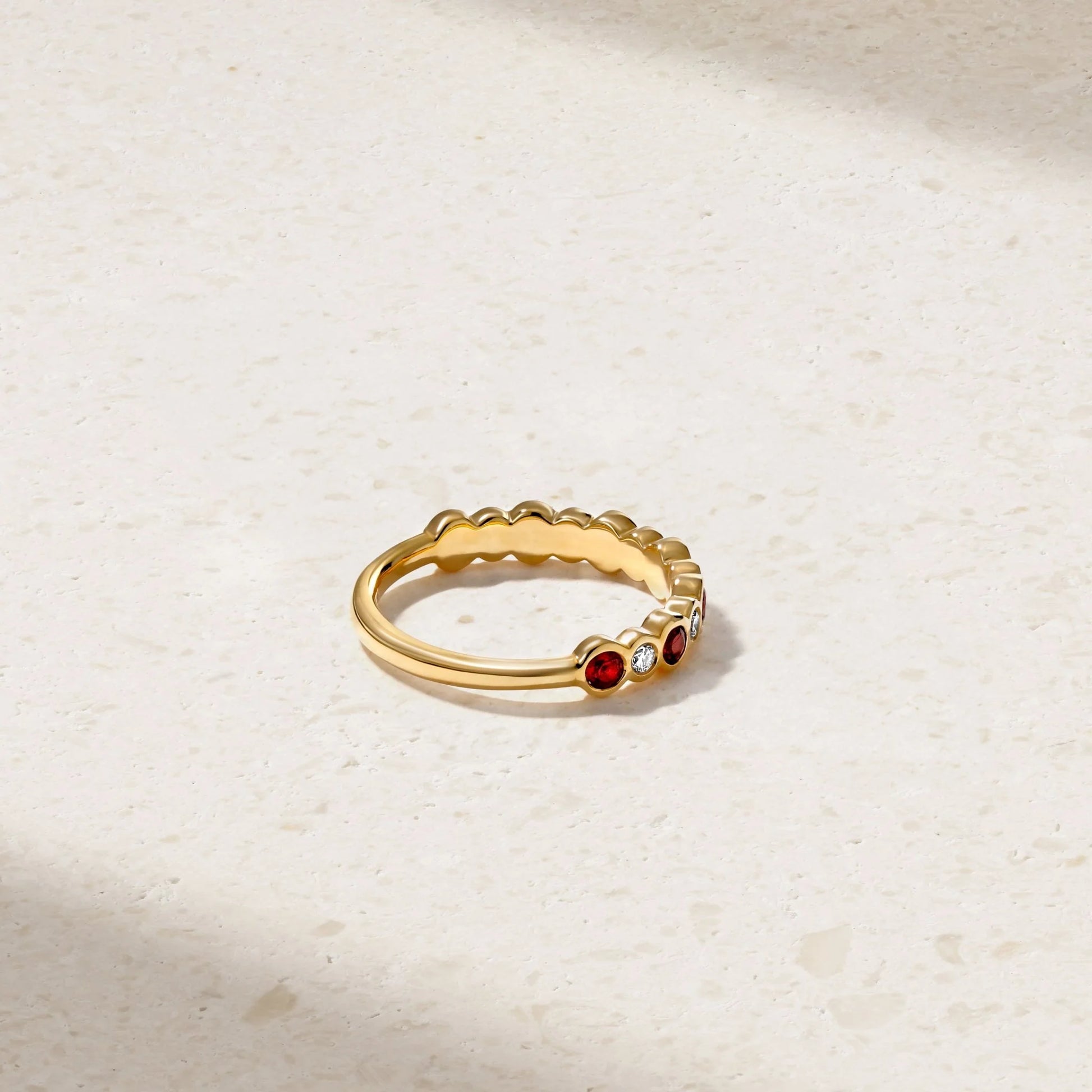 18ct Yellow Gold Bubbly Ruby and Diamond Ring by Mark Henry backside