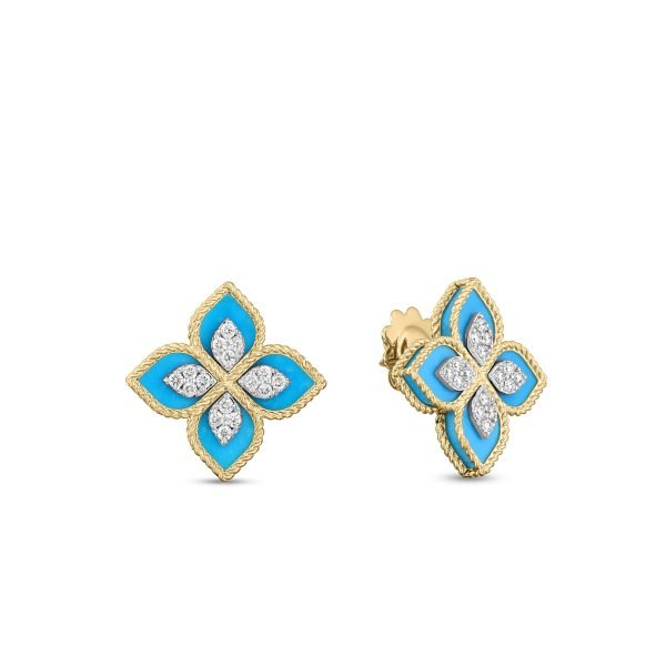 Turquoise Princess Flower Studs