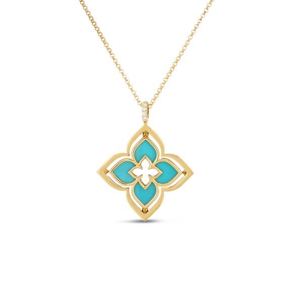 Reversible Turquoise Princess Flower Pendant