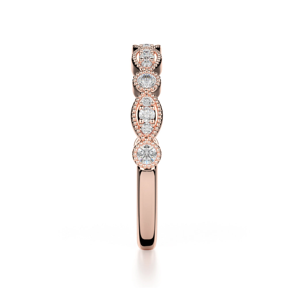 Juniper Wedding Band - Diamonds - Anniversary Band - Rose Gold