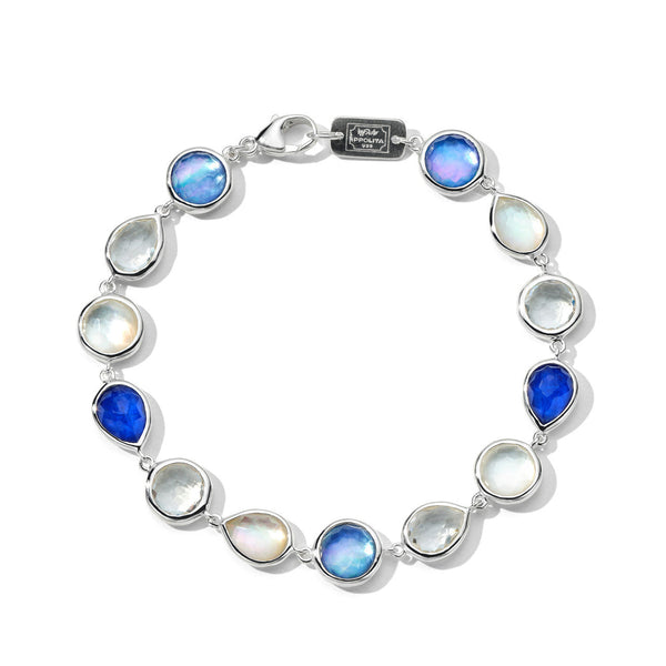 Sterling Silver Flexible Bracelet with Multi Stone