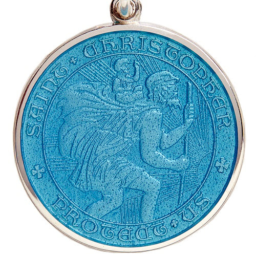 Aqua Sterling Silver St. Christopher