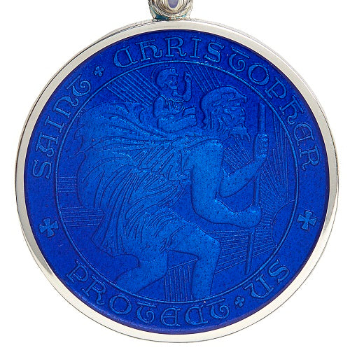 French Blue Sterling Silver St. Christopher