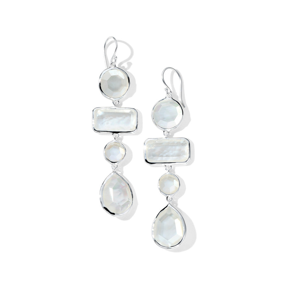 Large Mixed-Cut 4-Tier Earrings in Sterling Silver