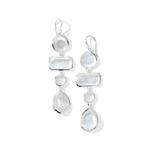 Large Mixed-Cut 4-Tier Earrings in Sterling Silver