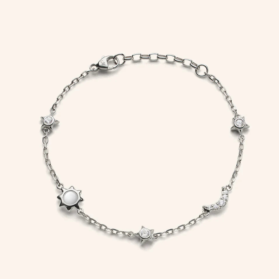 Sun, Moon, Star Silver Bracelet