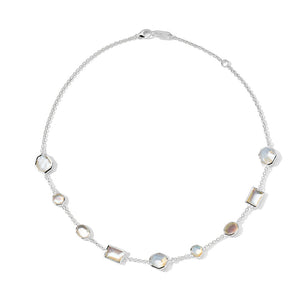 Short Mixed-Cut Station Necklace in Sterling Silver 16-18"