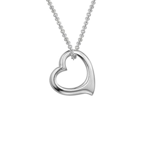 Sterling Silver Open Heart Pendant Necklace