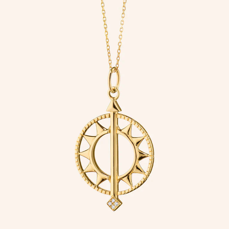 18ct yellow gold sundial pendant
