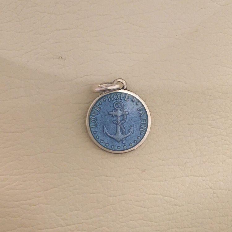 Dime French Blue Anchor Enameled Pendant