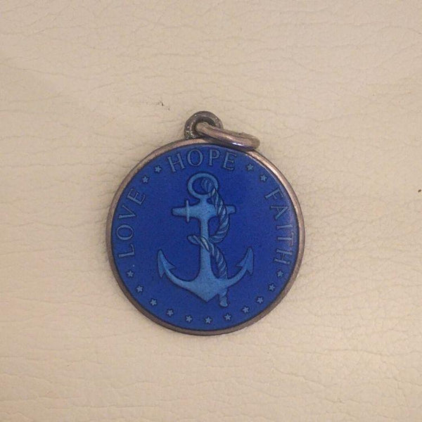 Royal Blue Enameled Anchor Pendant