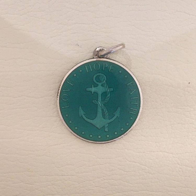 Jade Enameled Anchor Pendant