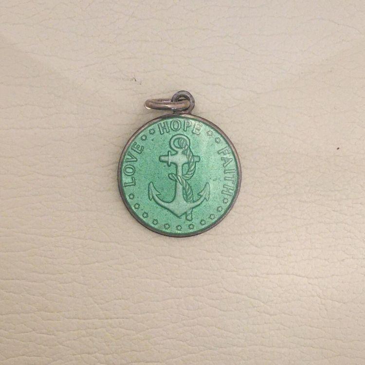 Light Green Enameled Anchor Pendant