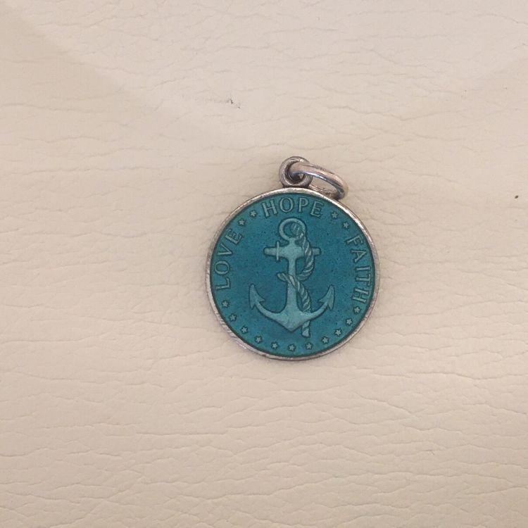 Jade Enameled Anchor Pendant