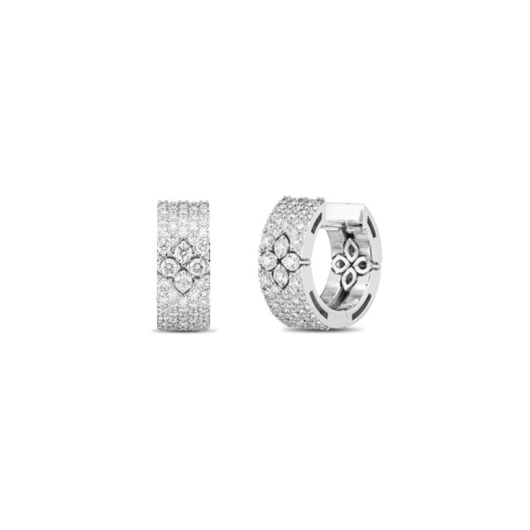 Pave Love in Verona Baby Diamond Hoops By Roberto Coin in White Gold