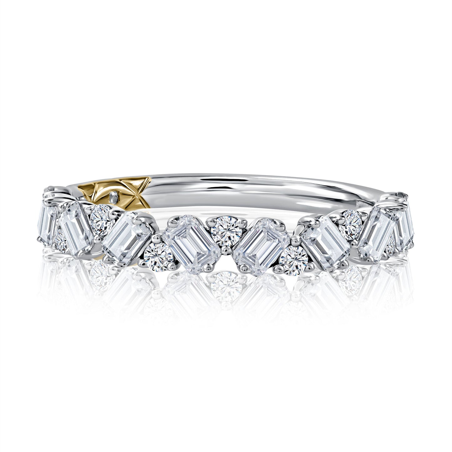 Emerald-Cut Scattered Diamond Band