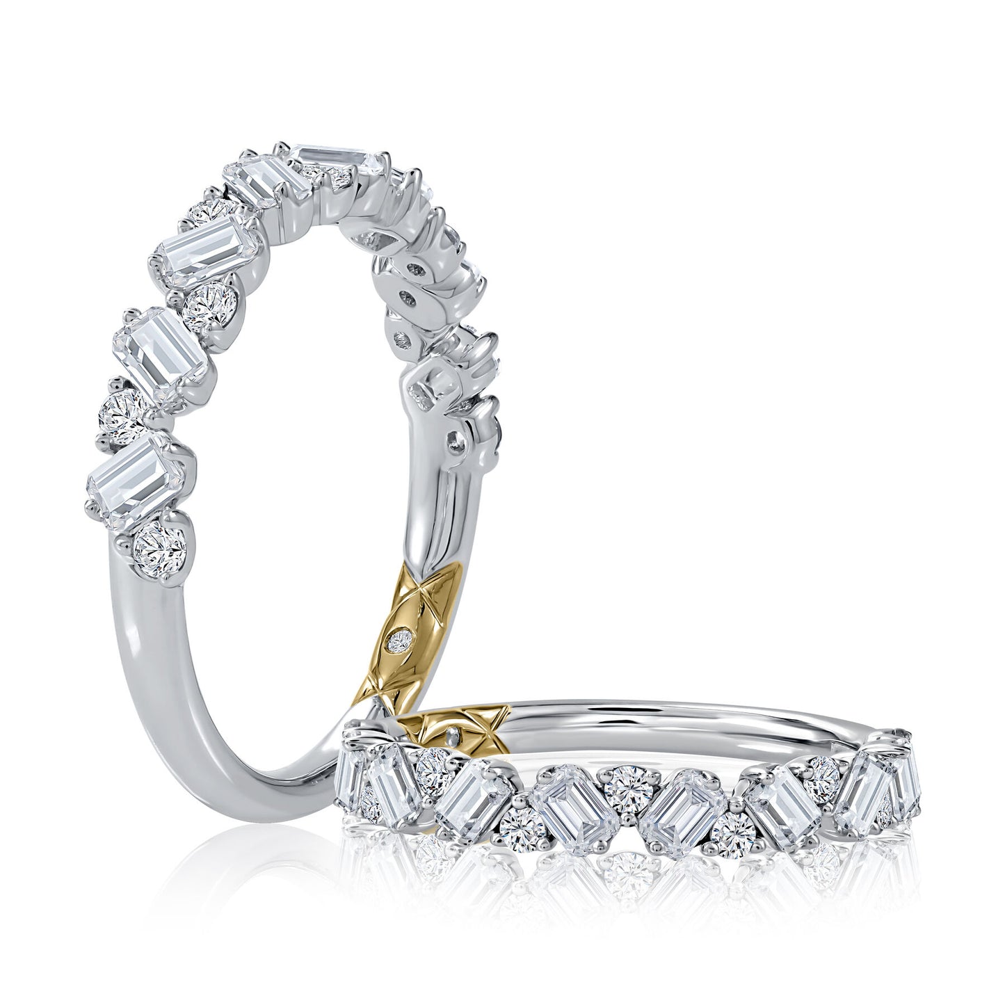 Emerald-Cut Scattered Diamond Band