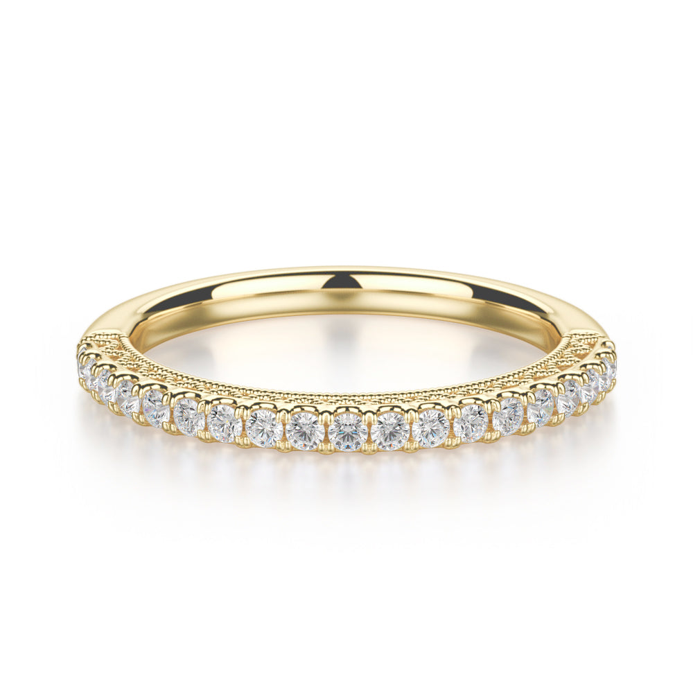 Alcyone Wedding Band - Yellow Gold - Diamonds - Anniversary Band