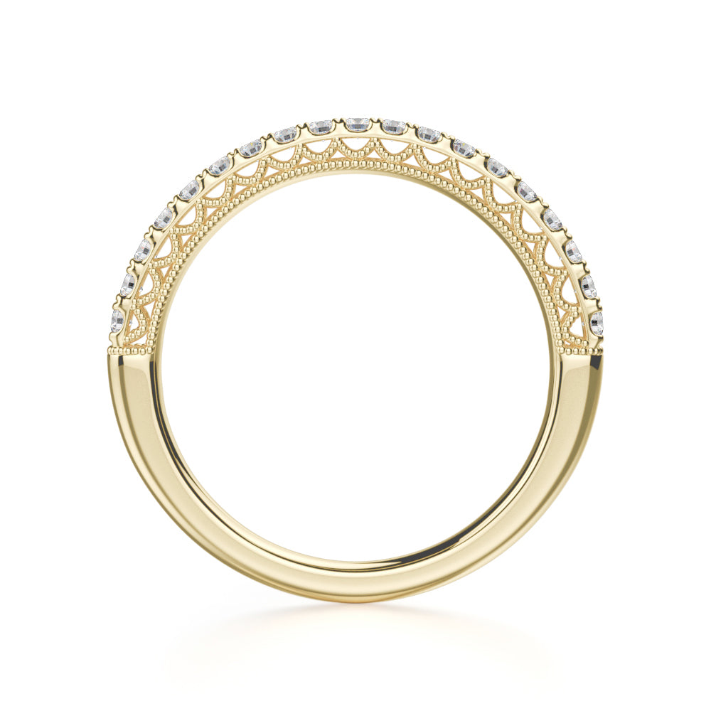 Alcyone Wedding Band - Yellow Gold - Diamonds - Anniversary Band