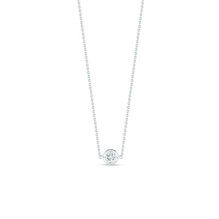 Single Station Diamond Necklace by Roberto Coin's Diamonds by the Inch. Bezel Set, 18k White Gold