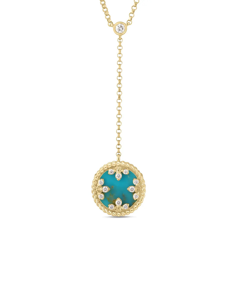 Medallion Turquoise Diamond Lariat