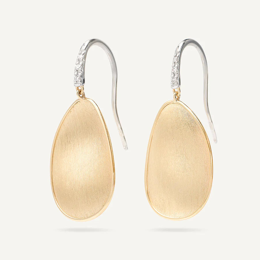 LUNARIA 
18K Yellow Gold Petal Drop Earrings With Diamonds, Medium