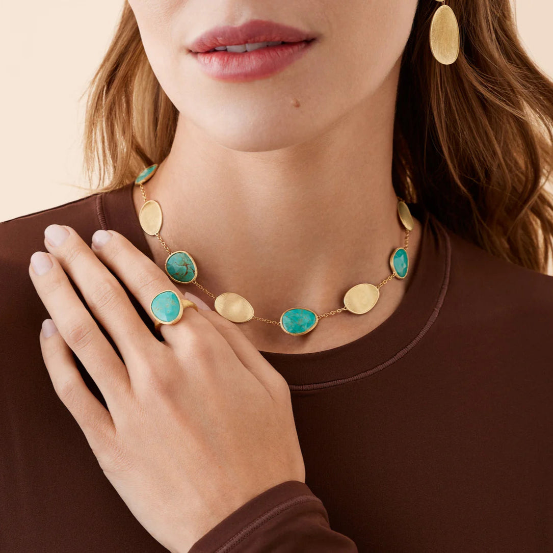 18K Yellow Gold Ring with Turquoise 