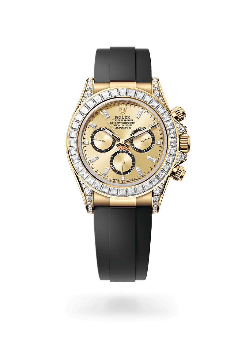 rolex Cosmograph Daytona in 18 kt yellow gold with lugs set with diamonds,  - Schwanke-Kasten Jewelers