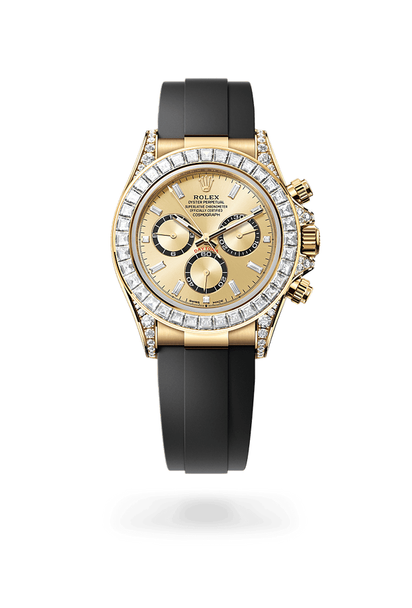 rolex Cosmograph Daytona in 18 kt yellow gold with lugs set with diamonds, M126538TBR-0004 - Schwanke-Kasten Jewelers