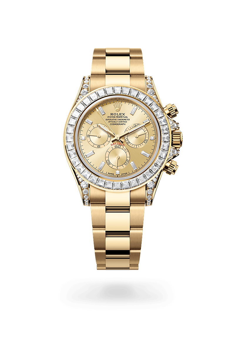 rolex Cosmograph Daytona in 18 kt yellow gold with lugs set with diamonds,  - Schwanke-Kasten Jewelers