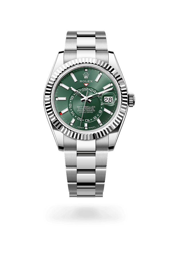 rolex Sky-Dweller in White Rolesor - combination of Oystersteel and white gold, M336934-0001 - Schwanke-Kasten Jewelers