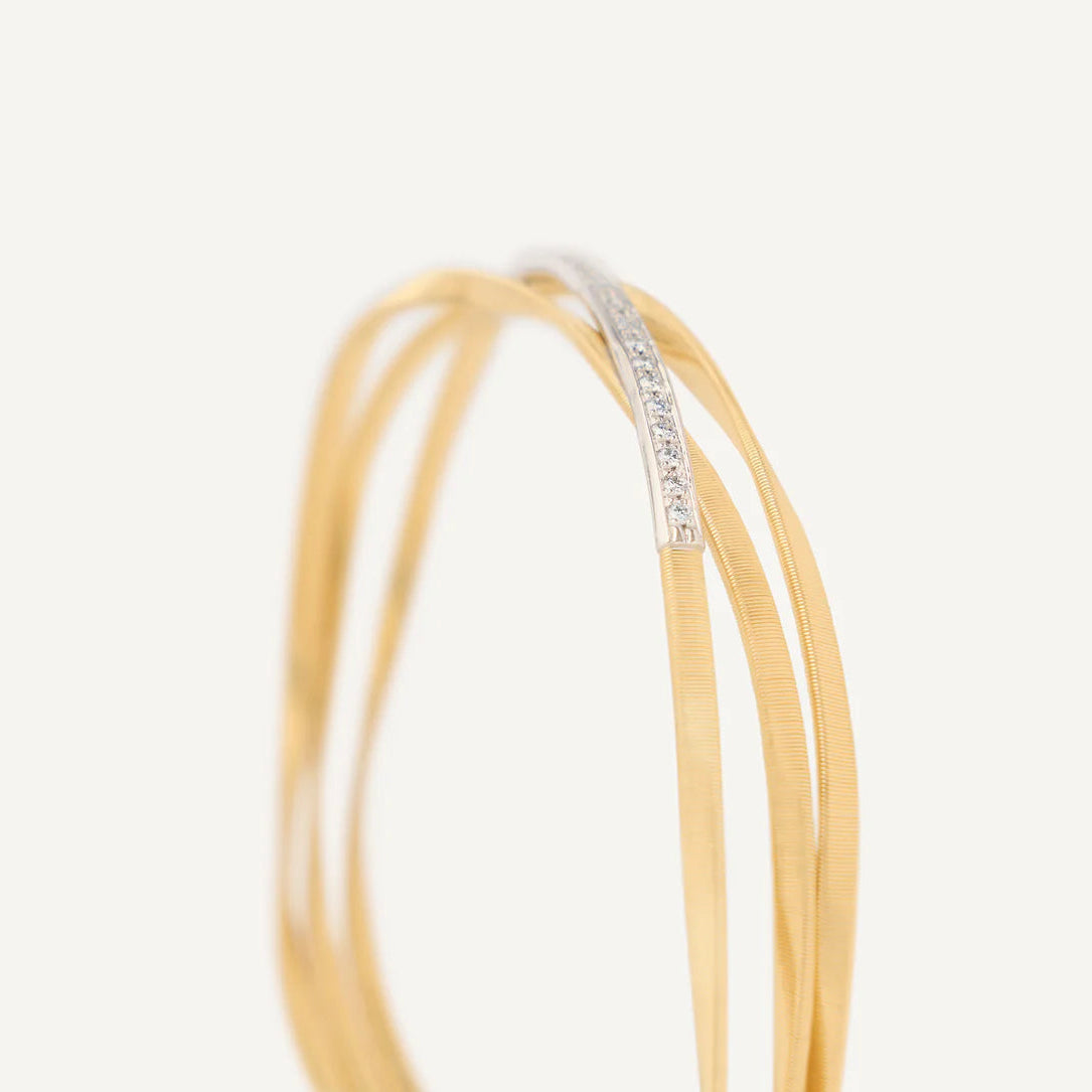 Marrakech 3-Row Bracelet Yellow Gold with Diamond Row by Marco Bicego detail