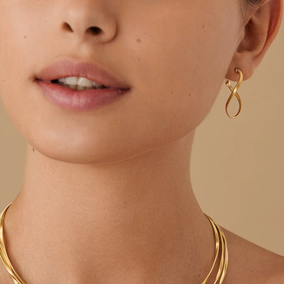 Marco Bicego Marrakech Twisted Hoops  close up on model
