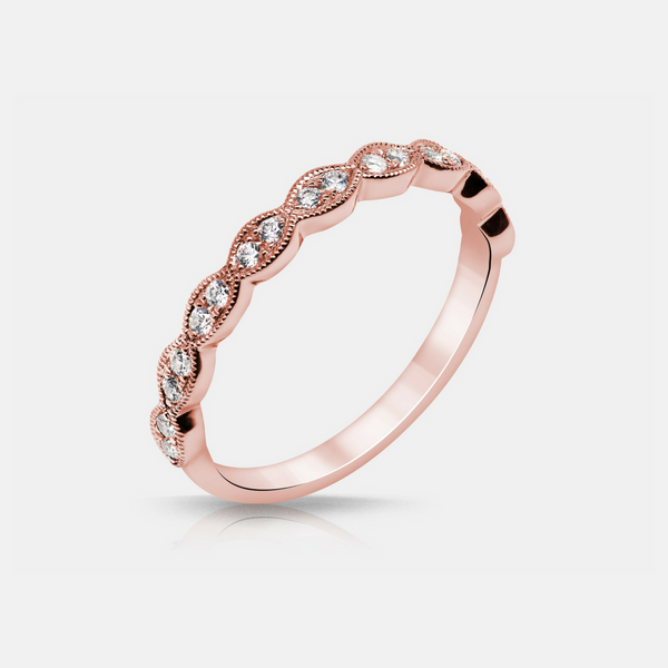 Noa Wedding Band - Diamonds - Rose Gold