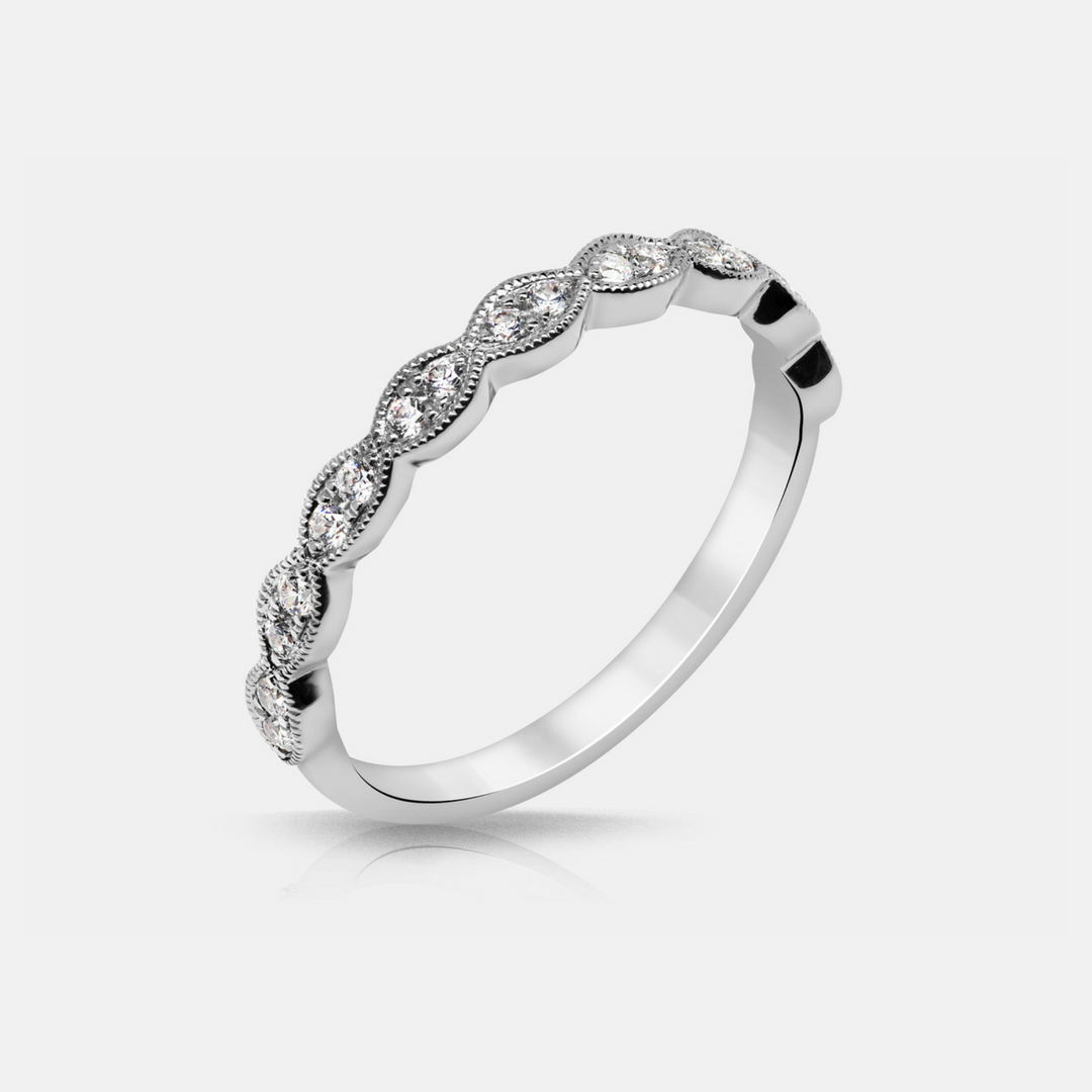 Noa Wedding Band - Diamonds - White Gold