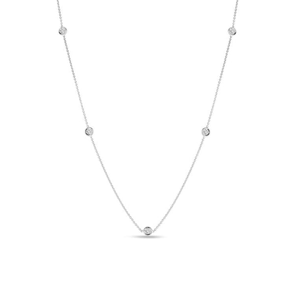 Roberto Coin 5 Bezel Set Diamond Necklace in 18k White Gold