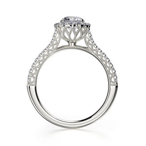 Alcyone Engagement Ring Mounting - Diamond Halo, Round Brilliant, White Gold