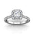 FlyerFit 14k White Gold Round Brilliant Cut Diamond Engagement Ring with Micropave Set Diamond Halo and Side Stones made by Martin Flyer