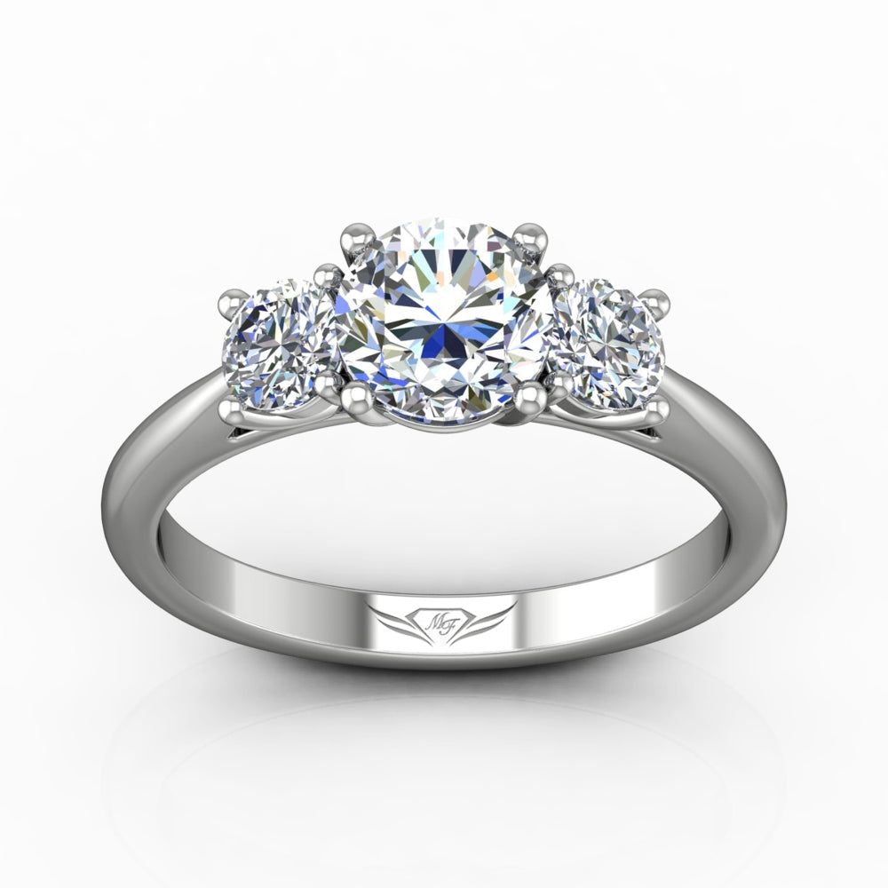 FlyerFit 14k White Gold Three Stone Diamond Engagement Ring by Martin Flyer