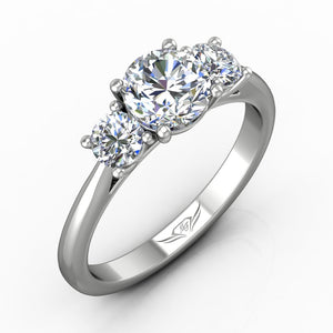 FlyerFit 14k White Gold Three Stone Diamond Engagement Ring by Martin Flyer