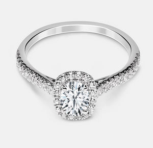 Eliana Engagement Ring Mounting - Diamond Halo & Solitare - White Gold