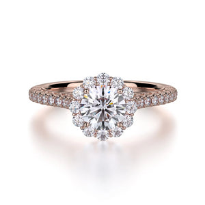 Alcyone Engagement Ring Mounting - Diamond Halo, Round Brilliant, Rose Gold