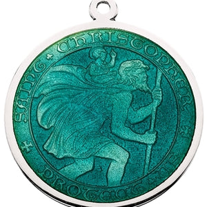 Jade Sterling Silver St. Christopher Medal Pendant Necklace